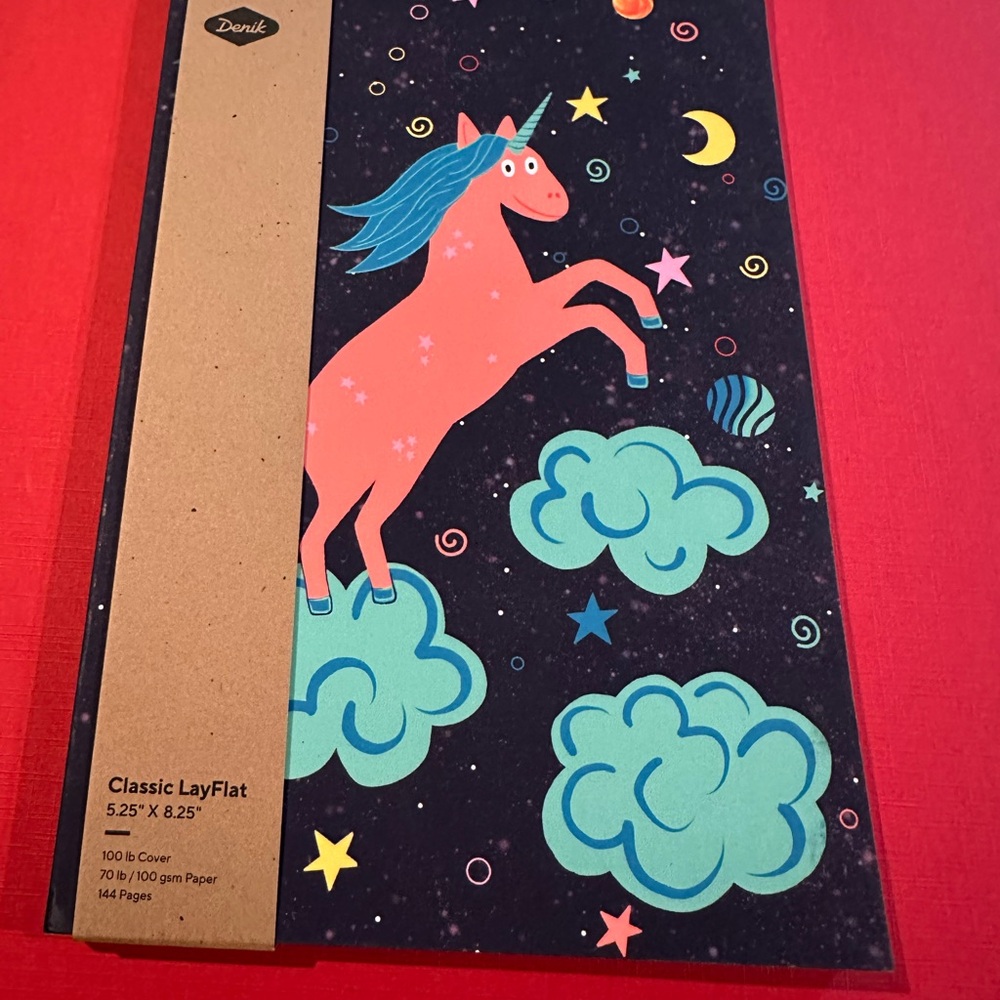 Unicorn LayFlat Notebook with Stars and Clouds